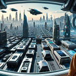 **

A child gazing in wonder at a futuristic cityscape filled with flying vehicles and holographic displays, symbolizing curiosity and open-mindedness towards technology.

**